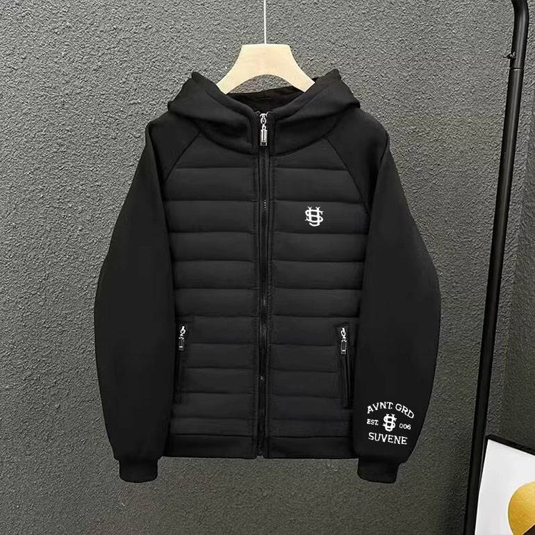 Men's Clothing Streetwear Hooded Puffer Jacket - Paris Letter Print | Lightweight Quilted Coat