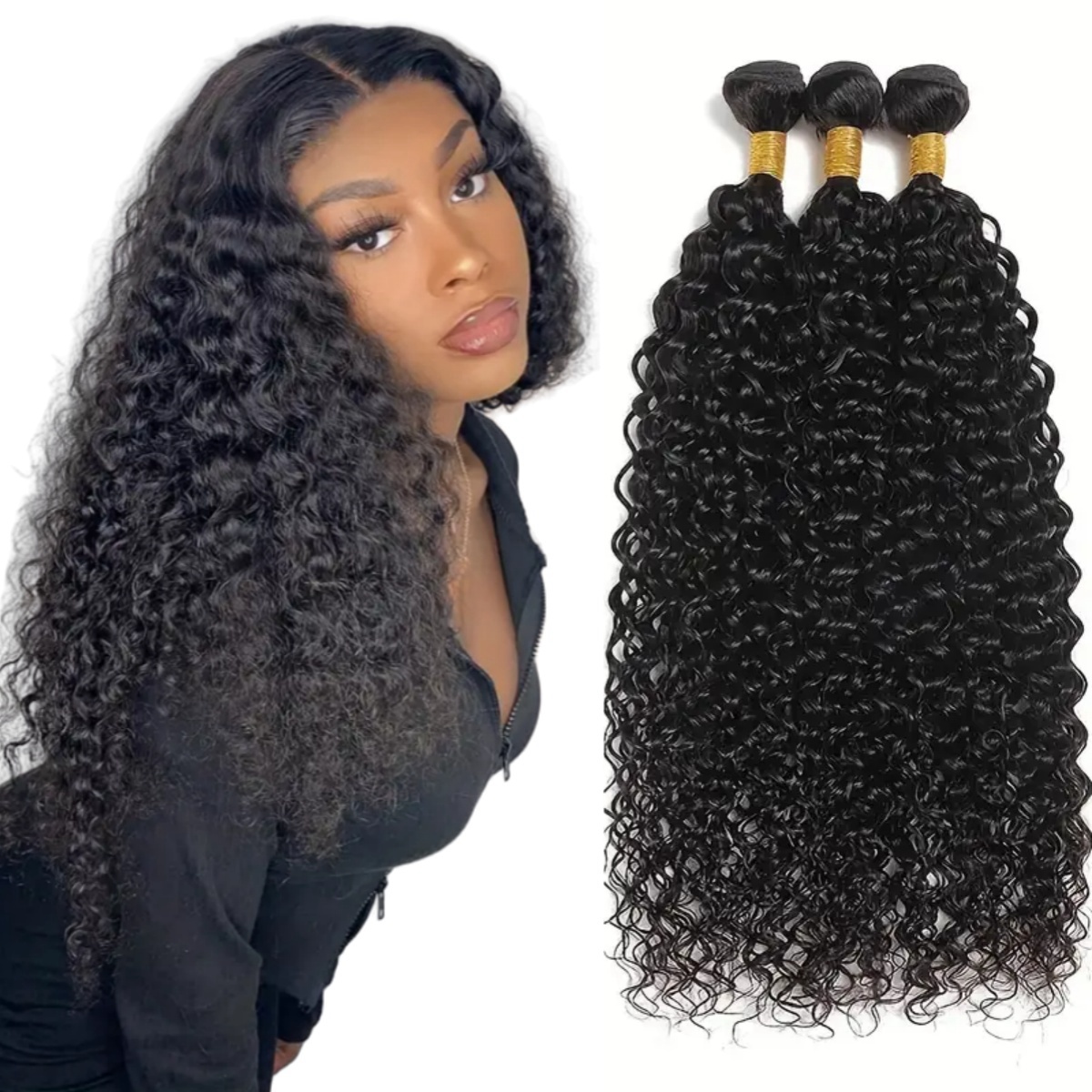 3PCS Brazilian human hair 10A hair bundle 3 pack human hair Water Wave hair bundle No processing styling long-lasting glue free wig hair extension
