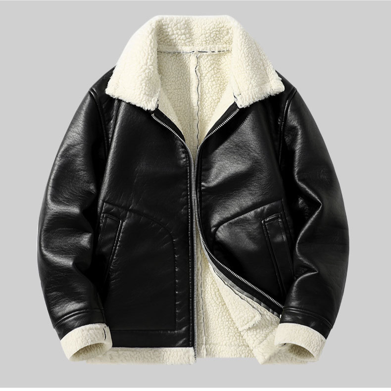 autumn and winter new style plus velvet and thickened fur all-in-one jacket fashionable lapel lamb wool warm jacket for young and middle-aged people