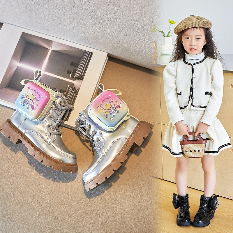 Girls Martin boots autumn and winter new autumn single boots British style princess short boots small schoolbag children's boots