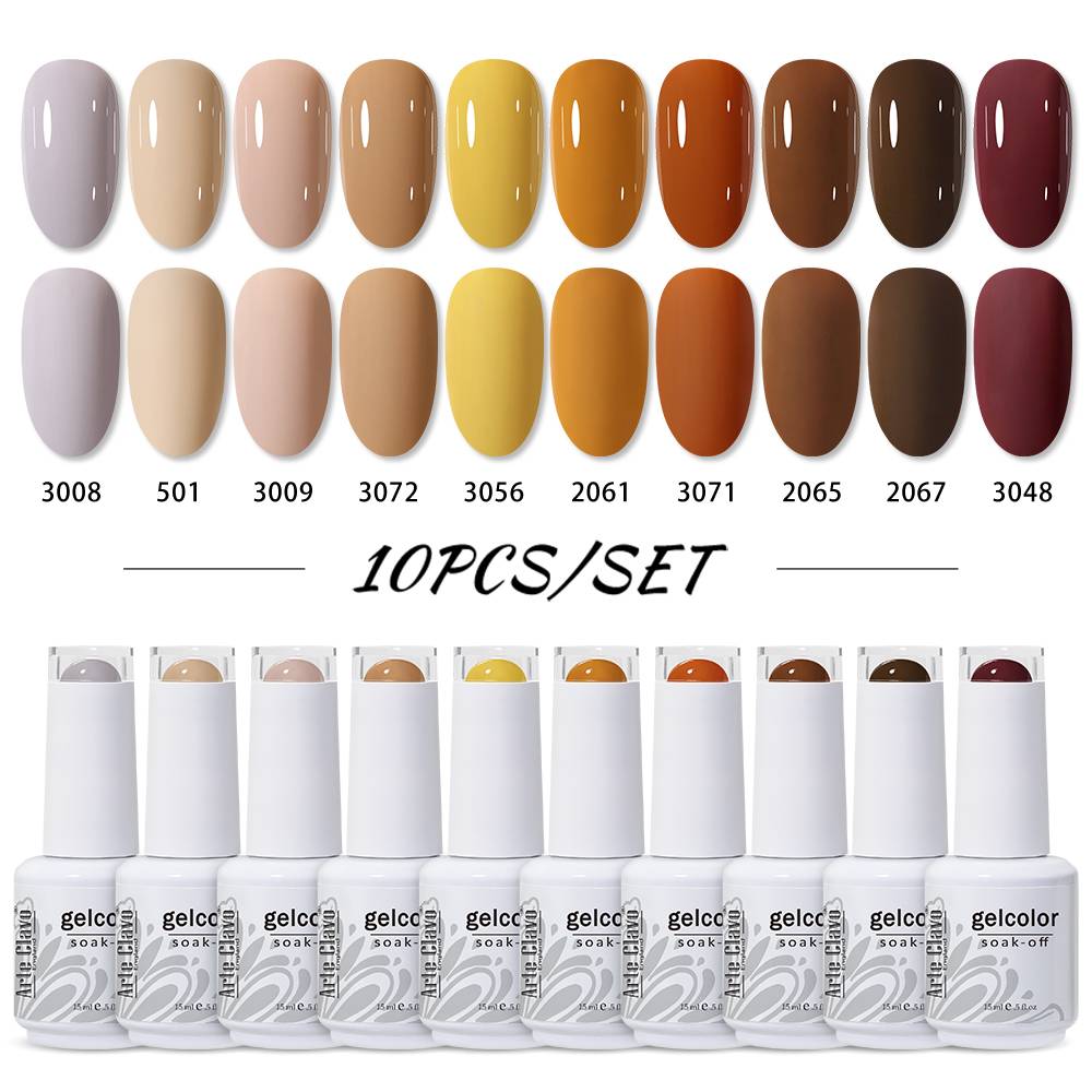 Arte Clavo 15ml Brown Color Gel Nail Polish Set Long Lasting Semi Permanent UV LED Gel Polish Nail Art Soak Off Painting Varnish