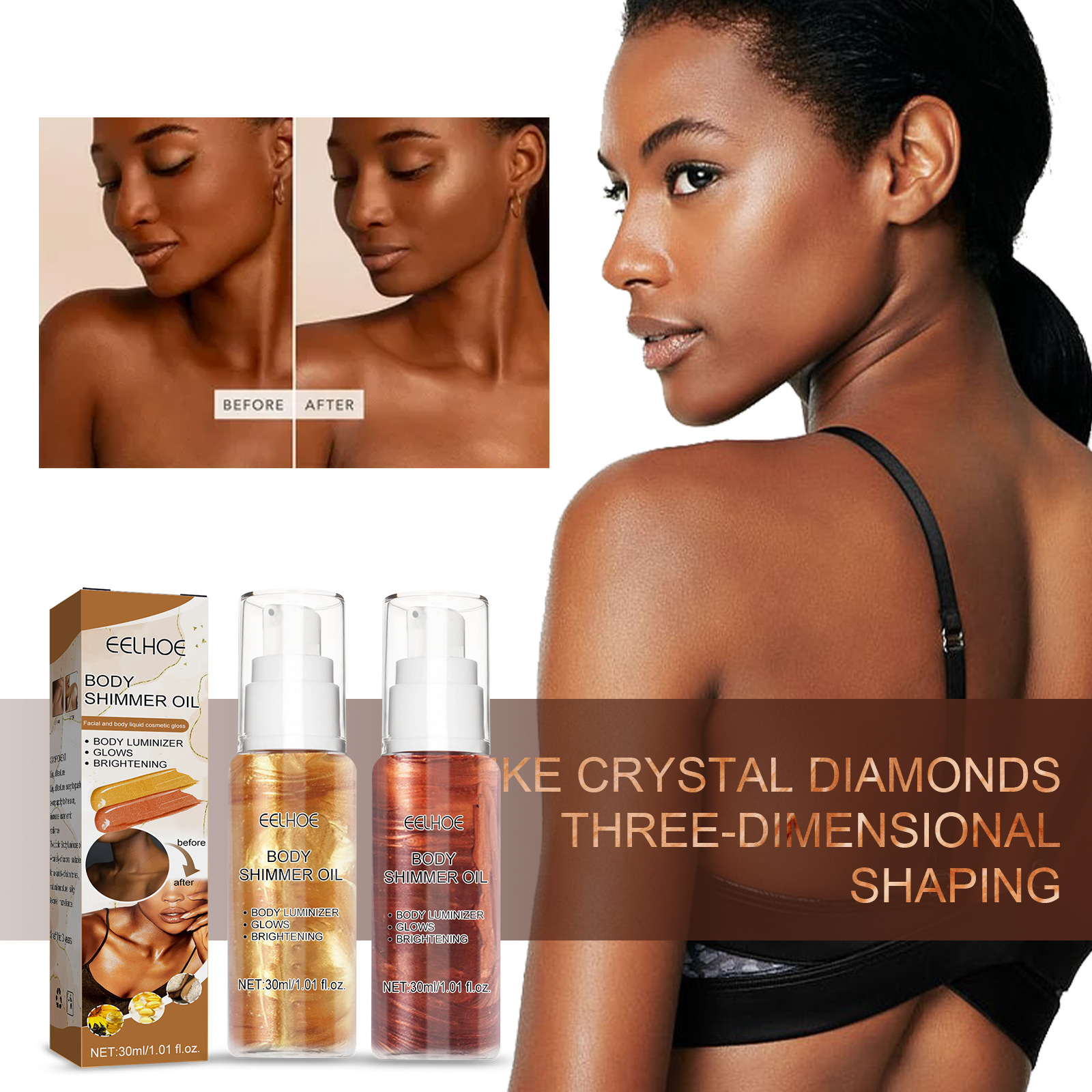 Body Highlighting Oil Brightening Makeup Diamond Skin Highlighting Oil Exploding Face and Body Makeup Setting Glitter