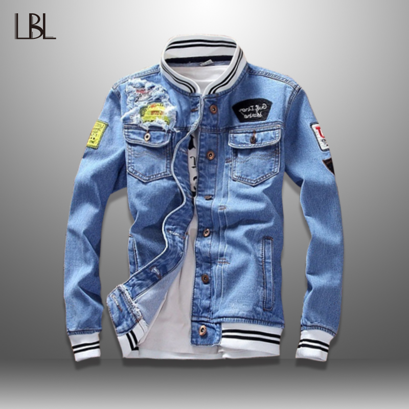 Fashion Denim Jacket Trendy Men's Jean Jackets Spring Autumn Casual Tops Stand Collar Outwear Motorcycle Cowboy 2023 New
