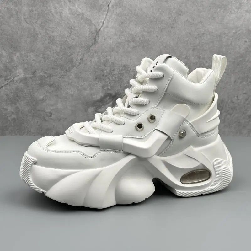 Chunky Sneakers for Men, Mens Fashion Sneakers, Leather Sneakers Men Comfortable Casual Lace-Up Chunky Platform Dad Shoes