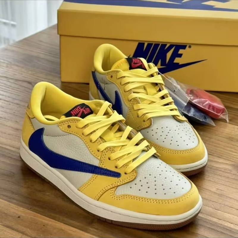 Travis X Air Barb 7.0 Leather Low OG Canary Yellow Non-slip Low Top Retro Basketball Shoes Sneakers Casual Skate Shoes DZ4137-700