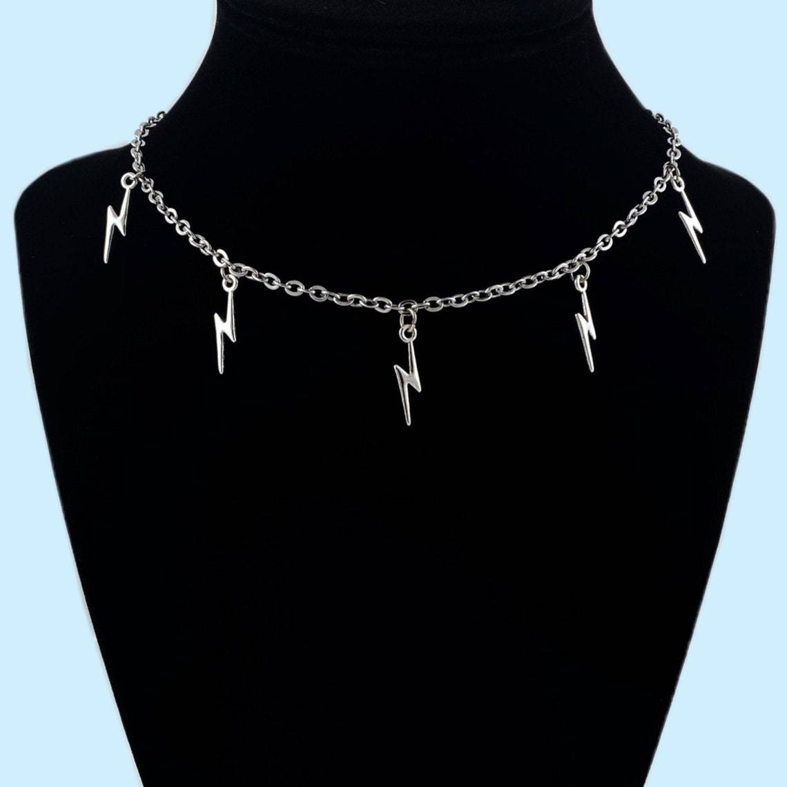 Necklaces hot selling Gothic punk thin chain lightning pendant necklace vintage silver fashion jewelry gift