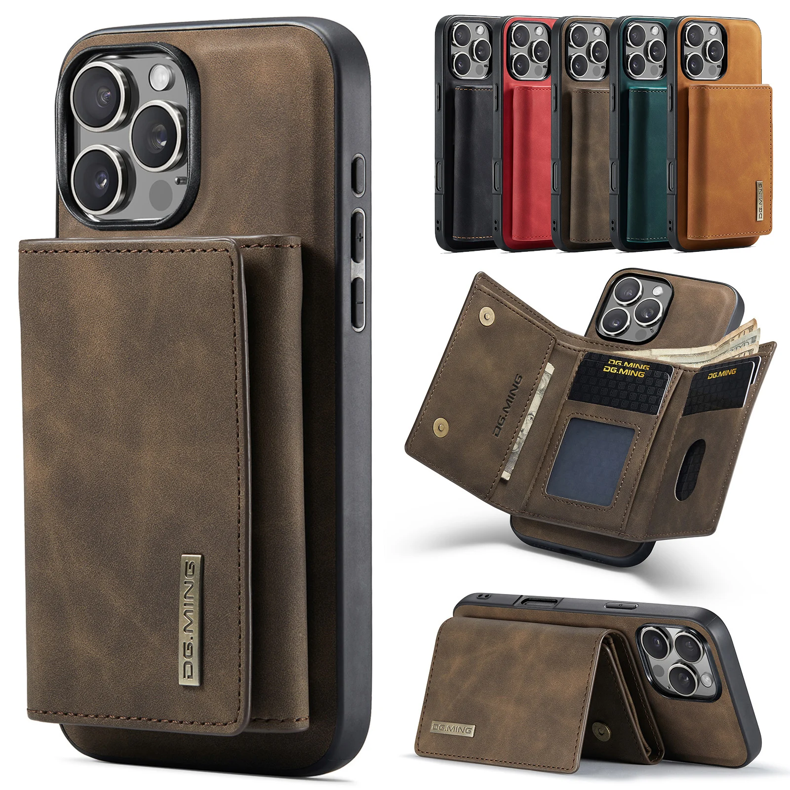 Case For iPhone 16 15 14 13 12 11 Pro Max Plus XS Max XR 8 7 Plus SE 2022 2020 Wallet Magnetic Leather Card Holder Pocket Cover