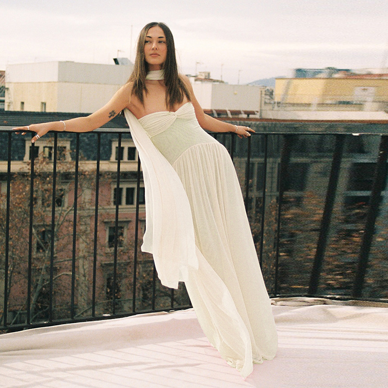 Women's Clothing Fairy Tube Top Ribbon Sexy Slim Waist Long Dress