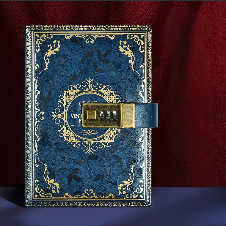 Unisex retro password book with lock diary creative handbook student note book stationery notebook