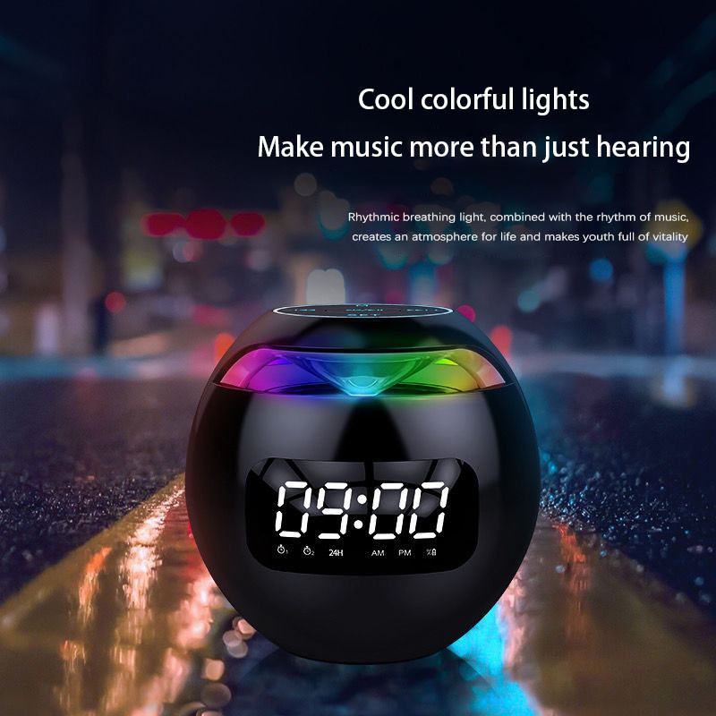 G90 Round Ball Bluetooth Alarm Clock Portable Mini Subwoofer Card Radio Small Speaker