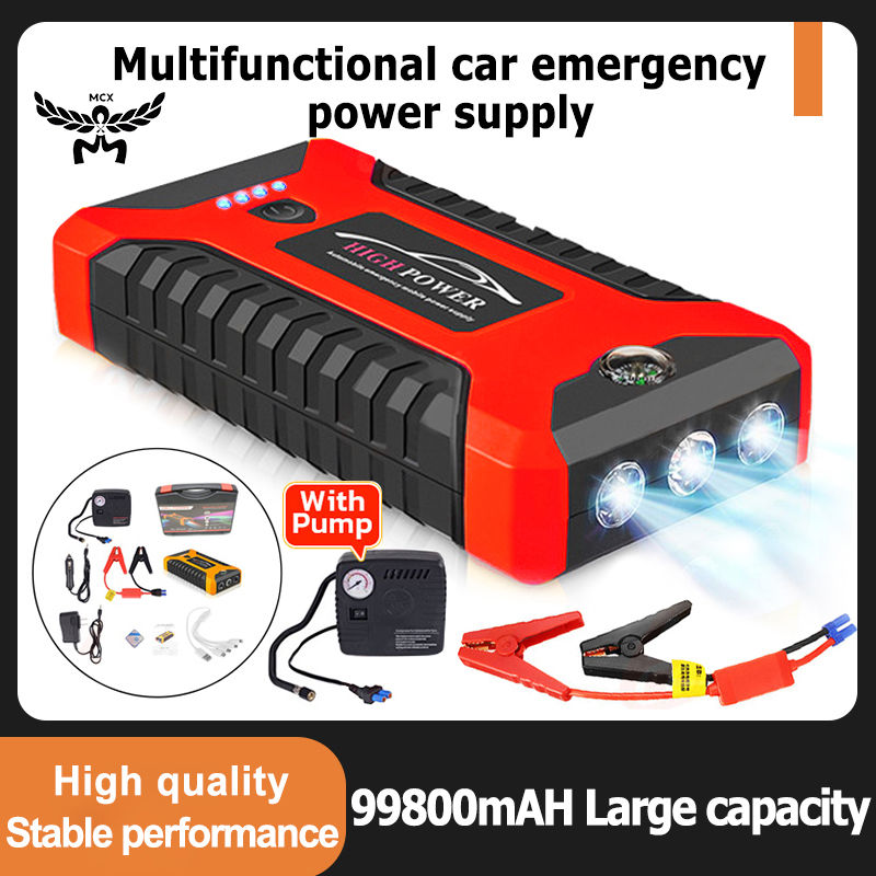 99800mAh Jumper PowerBank Tire Pump Booster 12V Emergency Jump Start Powerbank Portable Charger Car Starter