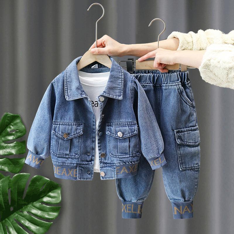 Mother & Kids 2025 Denim Suit Spring Fashion Spring And Autumn Baby Handsome Children's Two-piece Set Boys And Girls Baby Clothes Trend