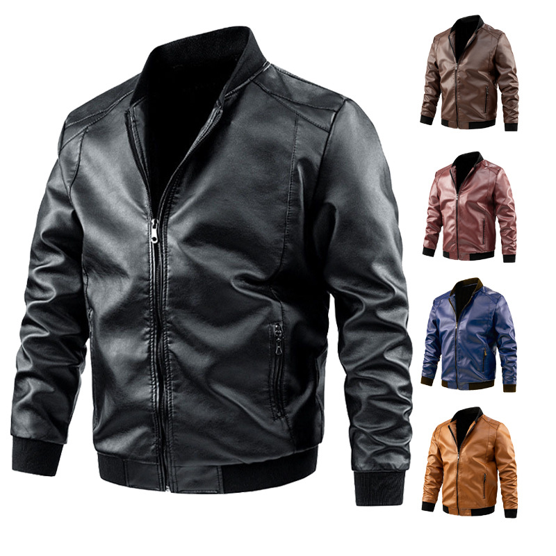 Herrenbekleidung 2024 Herren-Motorrad-Lederjacke Herren-Trendy-Marken-Lederjacke Frühling und Herbst im koreanischen Stil Casual Leder