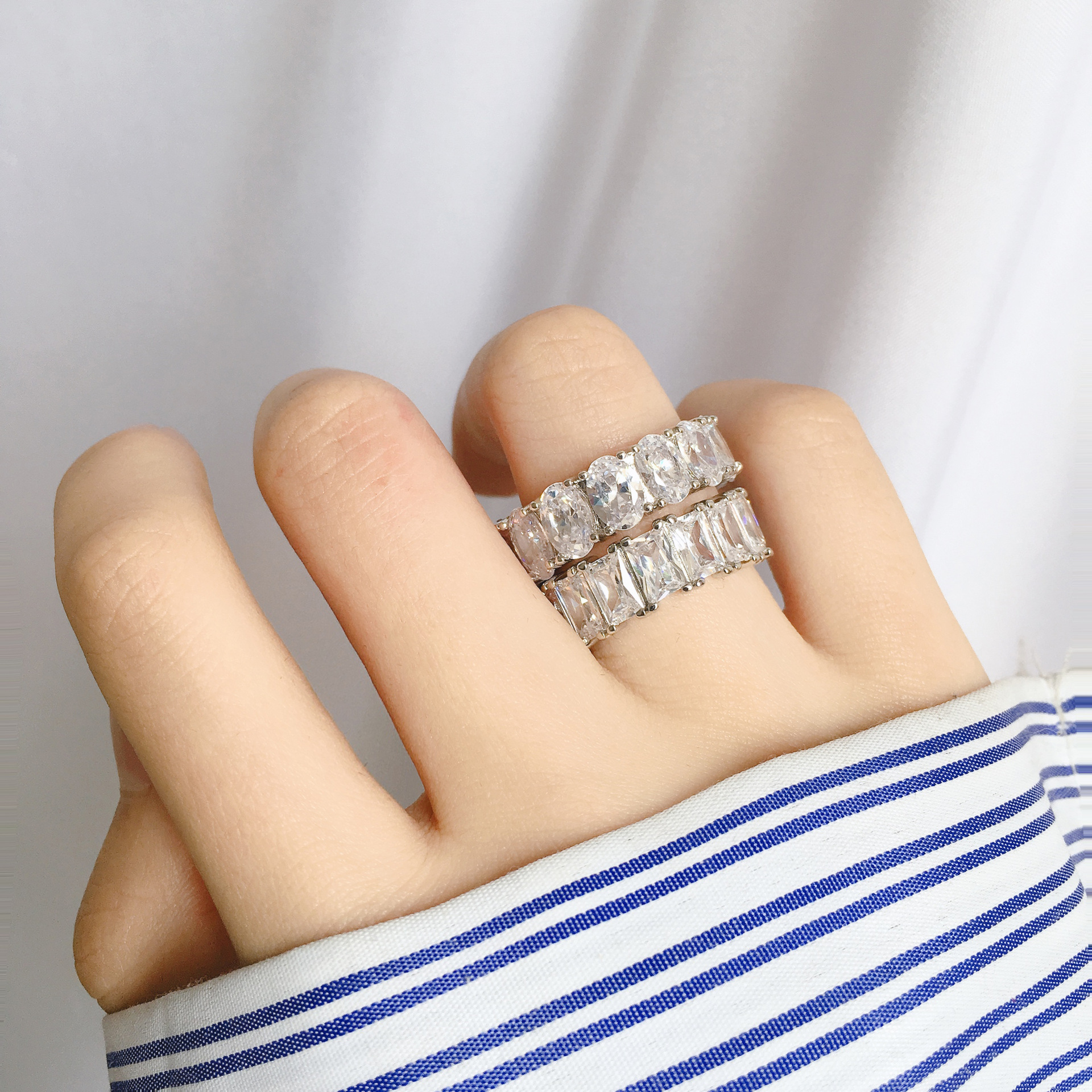 Women's Jewelry New Diamond Ring Fashion Classic Ring Pointed Zirconia Cut Eternity Ring