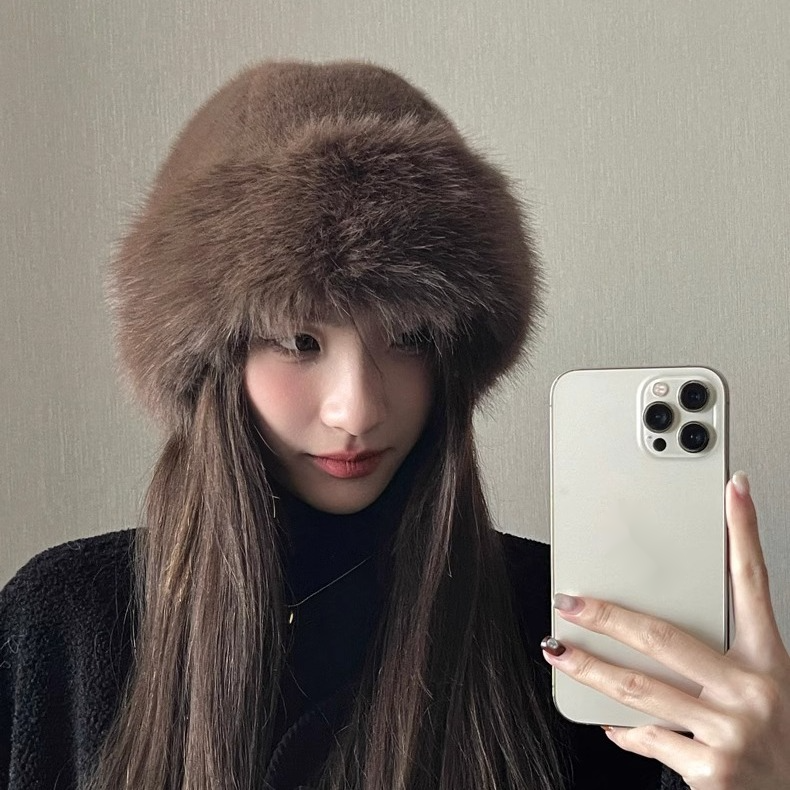 2024 New Winter Hat Women's Autumn And Winter Thick Fur Fisherman's Hat Warm Solid Color Versatile Mongolian Hat