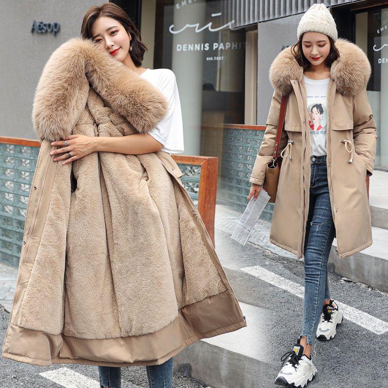 Women's Long Down Coat With Fox Fur Collar - Ultra Warm 96% Goose Feather Filling, Oversized Parka Jacket For Winter, Fashionable Zip-Up Outerwear