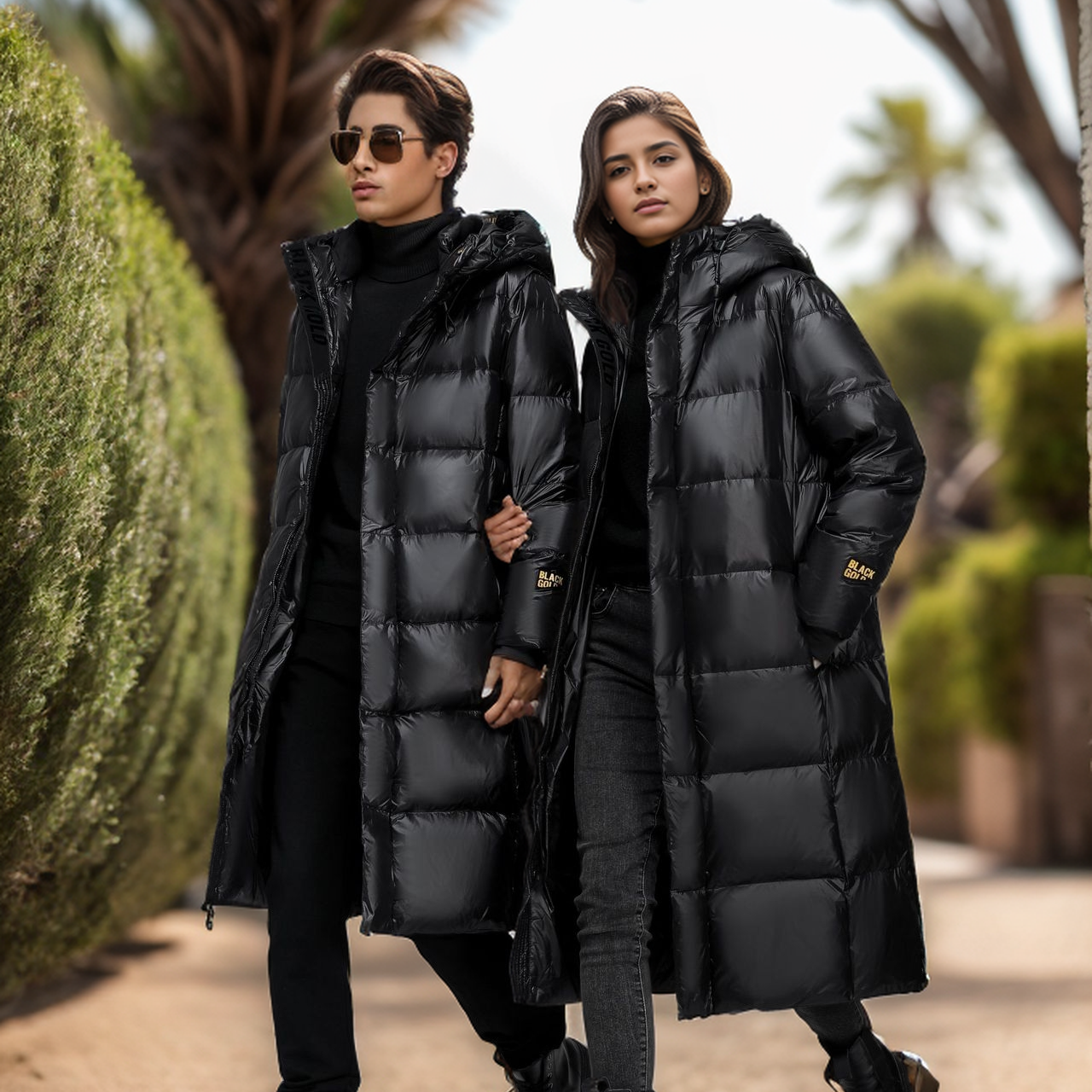 Women's Clothing Black gold goose Warm jacket jacket high end thickened and lengthened couples' outfit