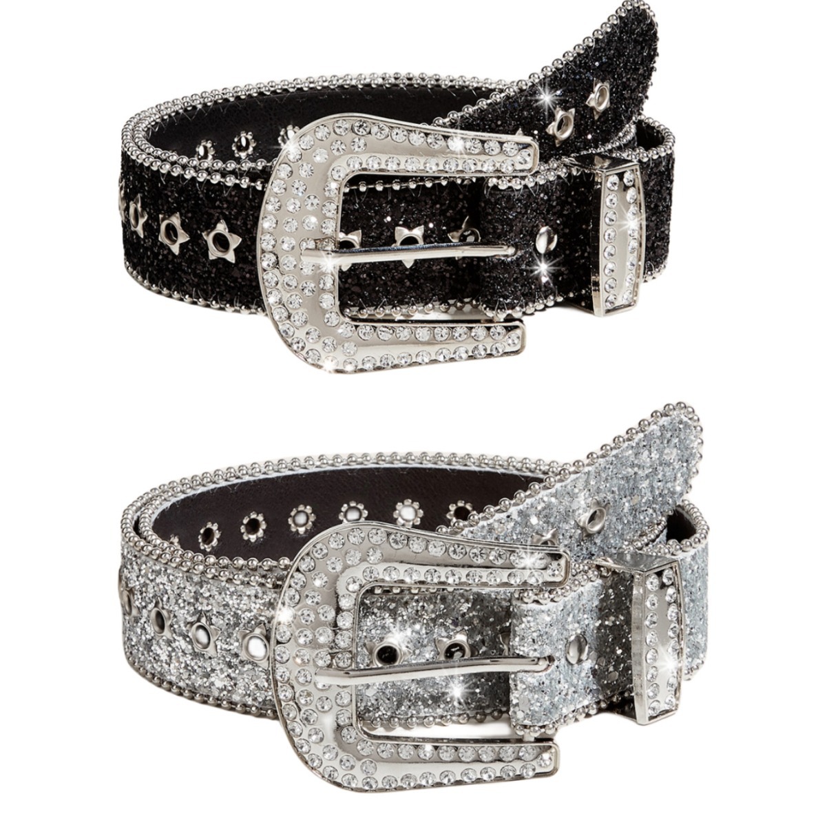 Rhinestone Belt Women's Ins Style Wide Belt Decoration European and American Fashion Personality Sequin Jeans with All-match Design Sense
