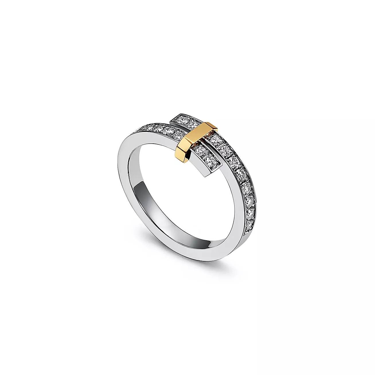 Tiffany™ -brand Edge series  ring Sterling silver & gold two-color ring ring