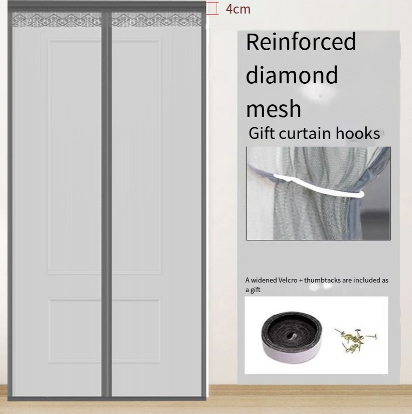 Diamond Mesh Mosquito Proof Door Curtain Velcro Self Adhesive Household Punch Free Magnetic Screen Door Self Priming Magnetic Screen Door