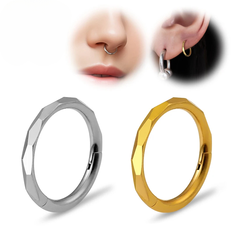 F136 Titanium Nose Ring Septum Piercing Ladies CZ Clicker 16g Cartilage Labret Tragus Ear Piercing Helix Clicker Body Jewelry