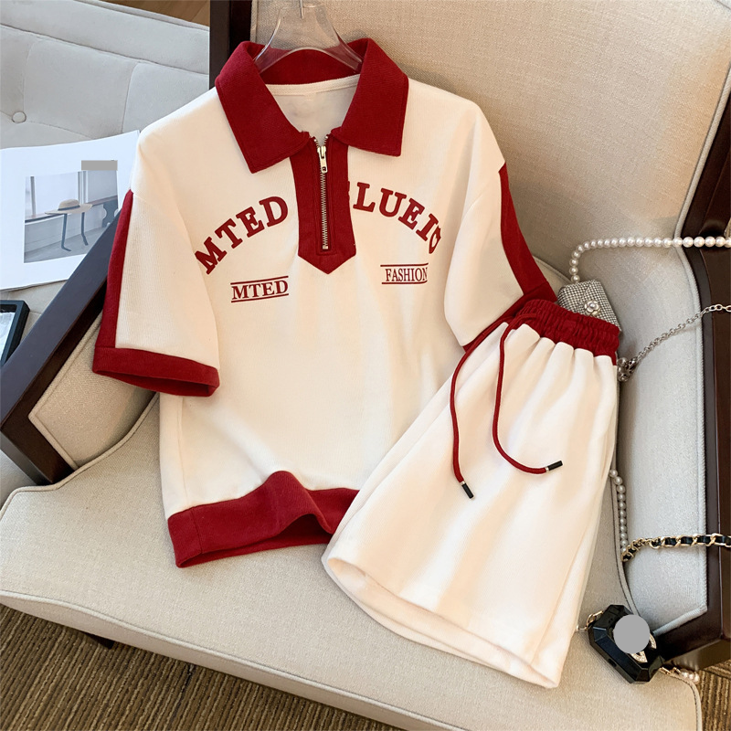 Women's fashion summer lapel design sense casual sports fashion suit women's loose short sleeve shorts foreign two-piece fashion set