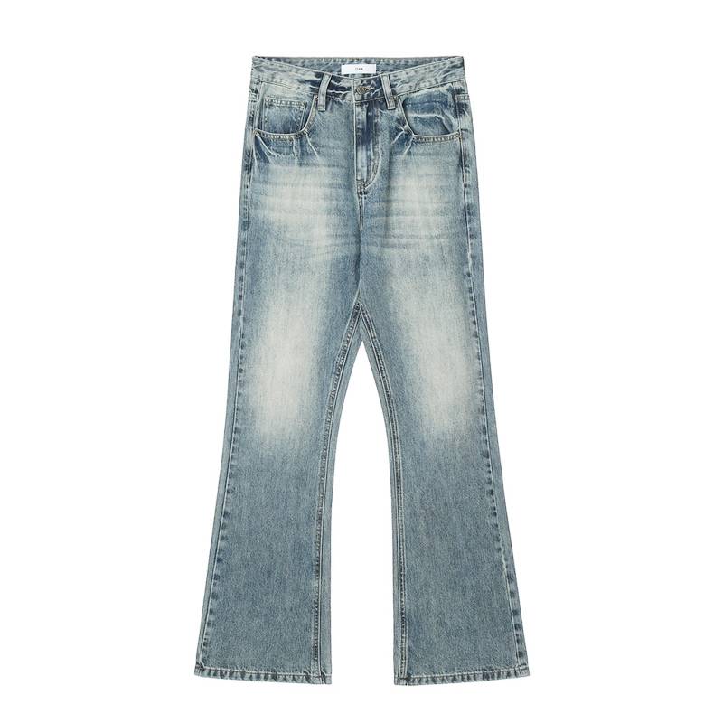 Herren Jeans Flared Herren Marke Mode Lose Wide Fuß Micro Cropped Hosen Farbe Waschen Lange