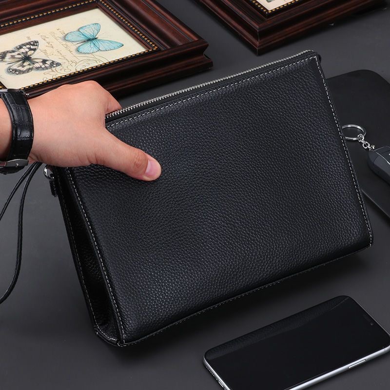 Men's Clutch Bag Wrist Bag Men's Purse Cowhide Clutch Bag Fashion Envelope Bag Casual Business Bag