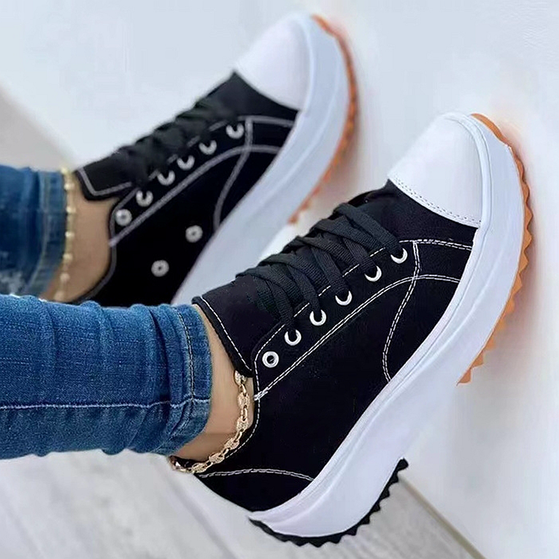 Women'S Casual Canvas Shoes Sneakers Fashion Platform Low-Top Women Single Shoes Thick-Soled Candy Flats Female Canvas Shoes S0001