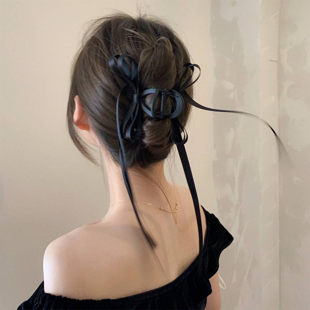 Large Velvet Bow Hairpins Barrettes For Women Girls Long Ribbon Korean Hair Claws Hair Accessories