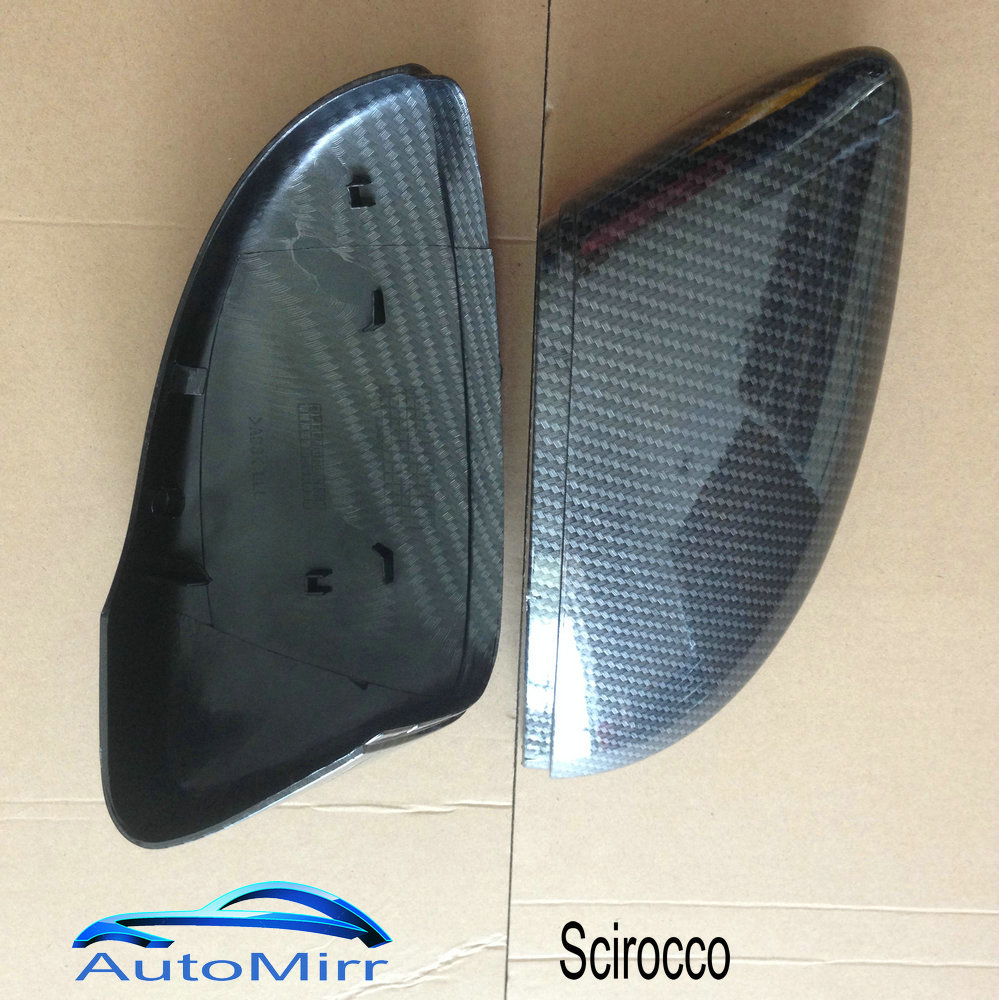 Pair Side Wing Mirror Caps for VW Passat B7 CC Scirocco MK3 For Jetta MK6 Beetle A5 (Carbon Effect)  6 Replace covers