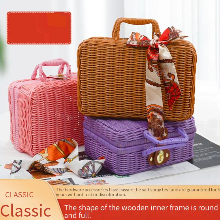 Retro Portable Storage Box Home Bedroom Storage Box Wedding Outdoor Portable Basket Storage Box