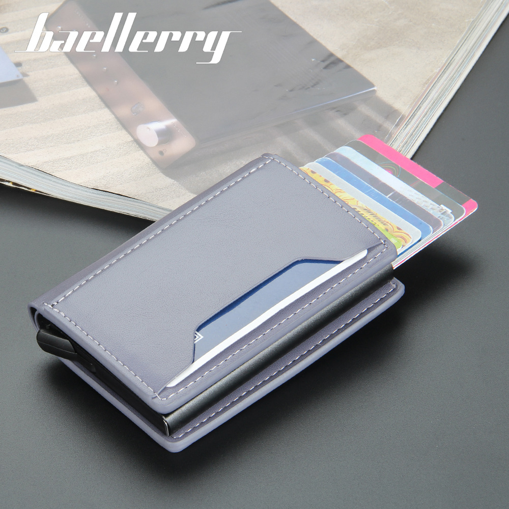 baellerry men's aluminum box anti-magnetic anti-theft card case rfid short automatic card type female card holder