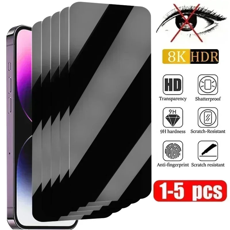 3-5PCS Anti-Spy Glass for iPhone 14 13 15 12 11 16 Pro Max Mini Plus SE 2020 22 X XS XR Privacy Screen Protector For iPhone 7 8