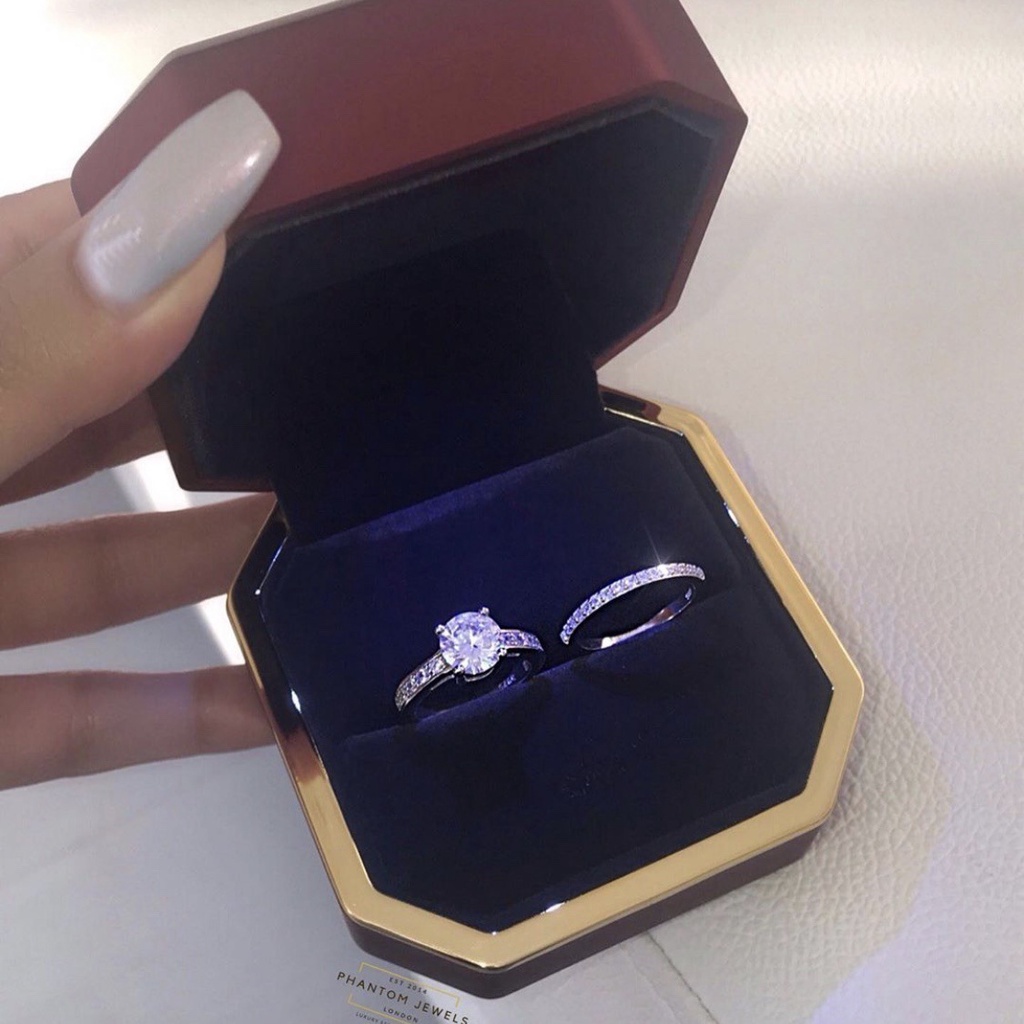 1 paar Luxus Romantische Paar ring Kristall Strass Zirkon, Verlobung, Hochzeit Ringe für Frauen Schmuck