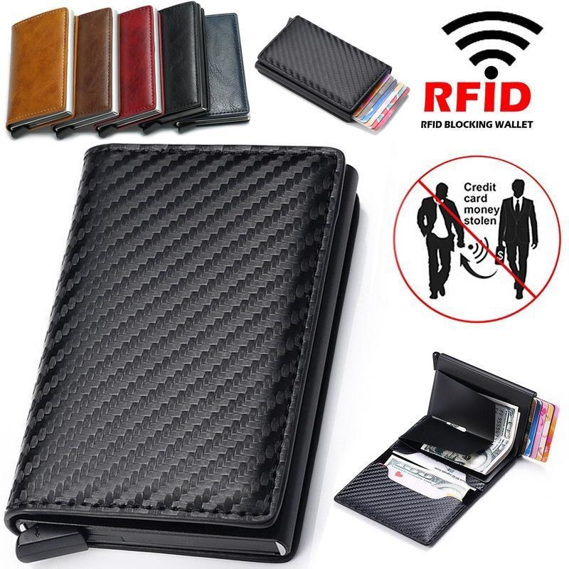 RFID Blocking Wallets for Men Slim Leather Bank Card Holder Wallet ID Credit Bank Card Holder Wallet Leather Slim Mini Small Money Wallets Case