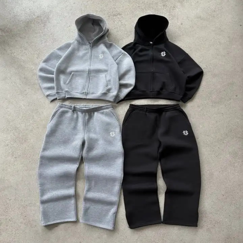 Hip-Hop-Streetwear-Jogginghose für Herren und Damen mit Stickereien und Reißverschlussdetails, locker sitzende Jogginghose mit hoher Taille für lässigen und urbanen Stil