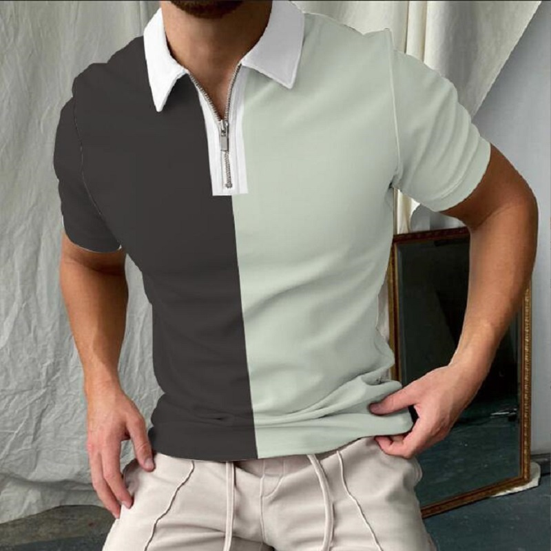 Men's 2023 custom mode 3D printed zipper Polo shirt business casual plus size short and short-sleeved top