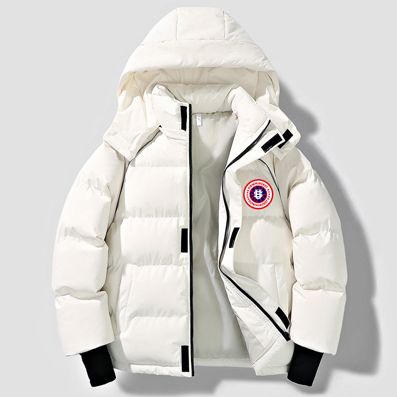 His & Hers US Map Embroidered Puffer Jacket - Couple's Windproof Winter Coat With Minimalist Design, Streetwear Outerwear