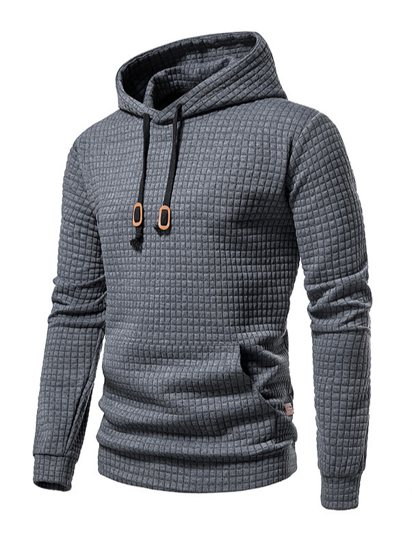 Men's Jacquard Hoodie - Plaid Quilted Cotton Pullover | Casual Streetwear Top
