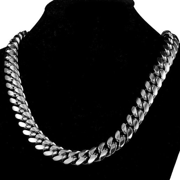 Men's Jewelry Set Fashion Steel Color Titanium Steel Stainless Steel Cuban Chain Encryption Necklace