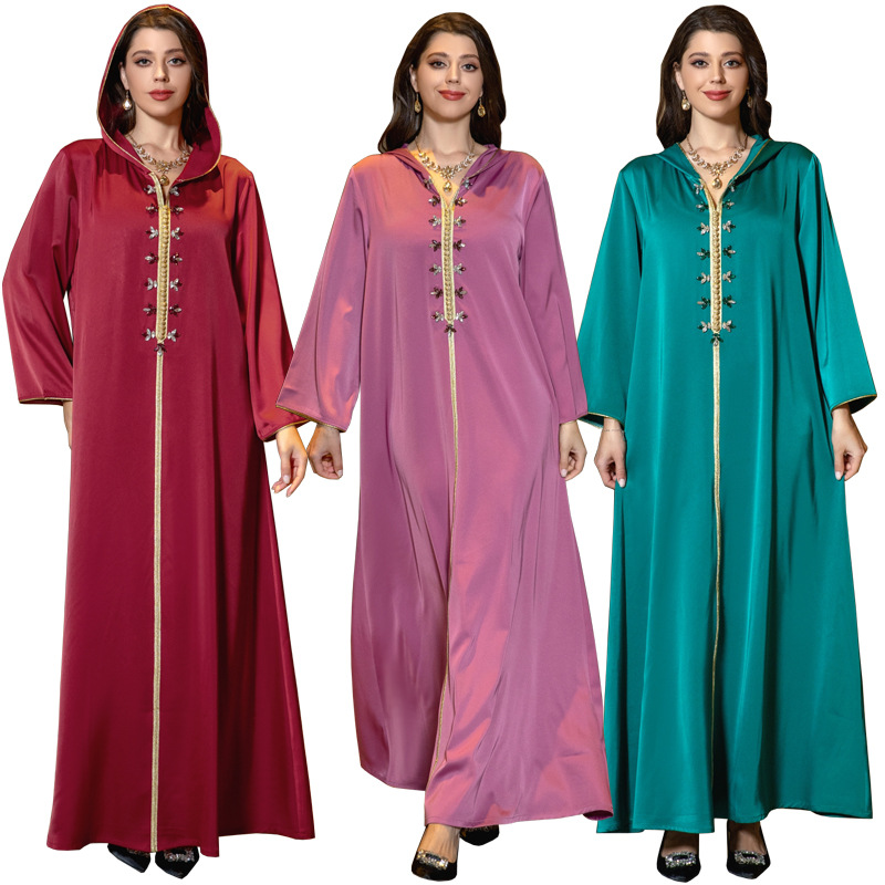 Women's robe diamond ribbon dress abaya women's ethnic