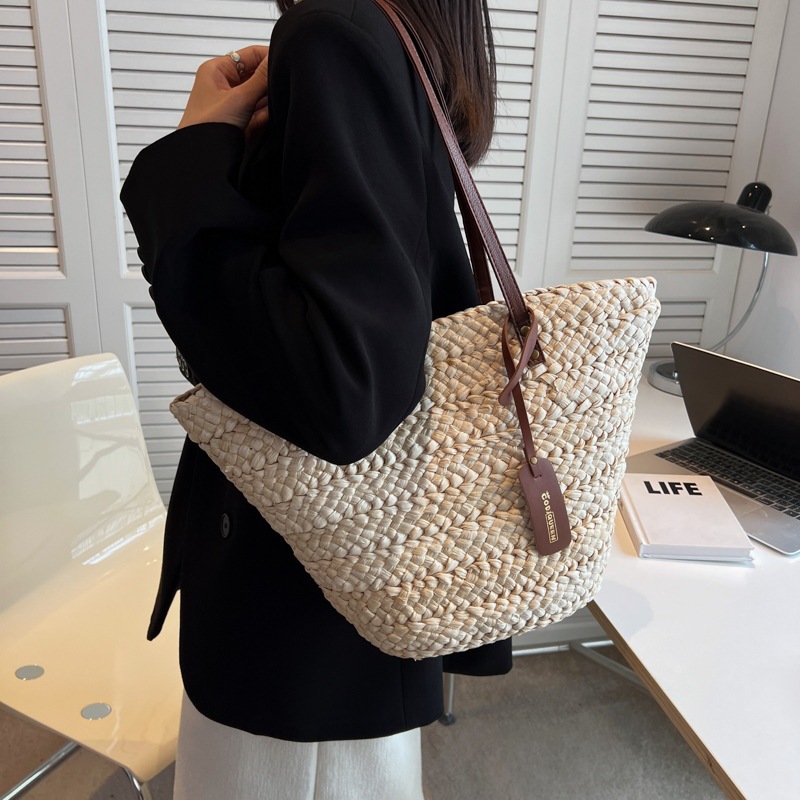 Large Women's Bag Capacity Woven Bag 2023 Summer New Shoulder Bag Multi Functional Portable Bucket Bag