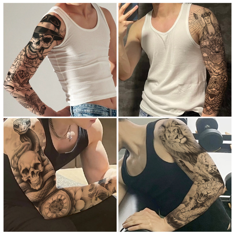 Body Art Long Flower Arm Tattoo Stickers Full Arm Waterproof Temporary Tattoo Spot Full Arm Tattoo Stickers