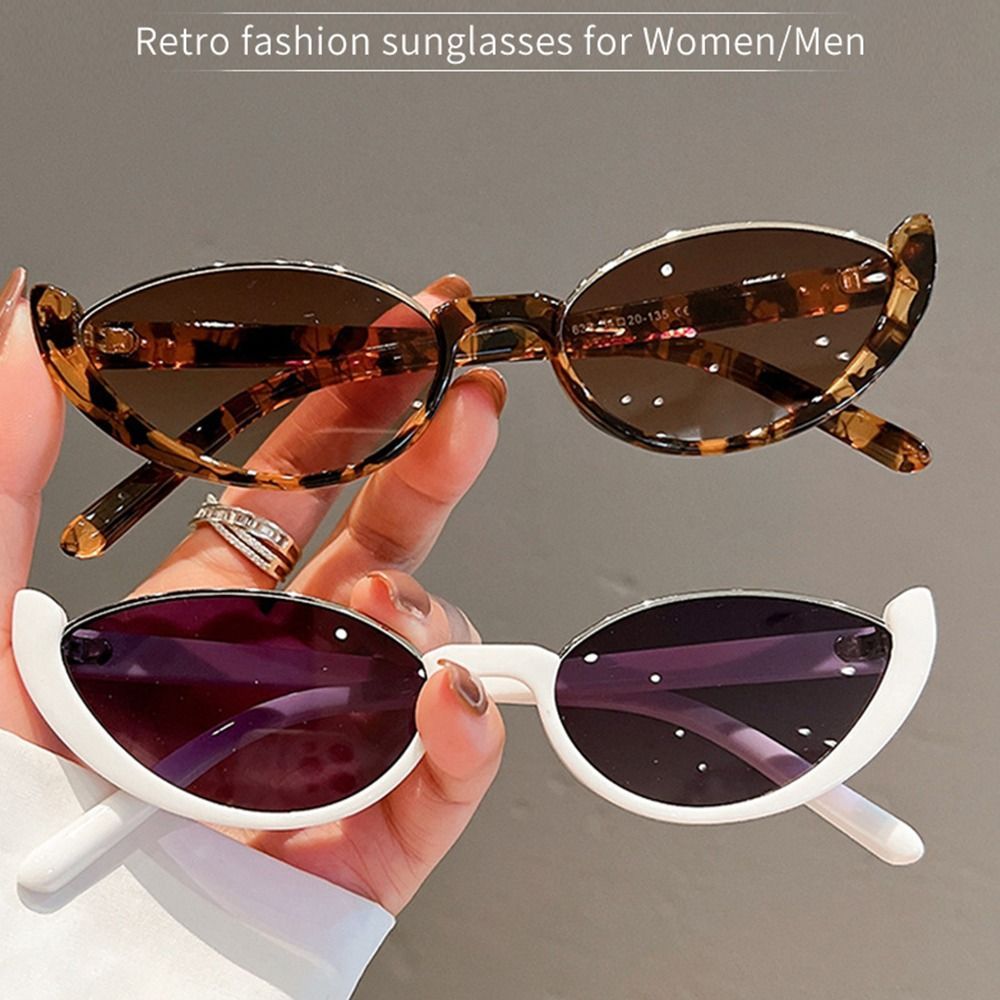 Fashion Vintage Small Cat Eye for Women Trendy Half Frame UV400 Fashion Shades Eyeglasses Summer Anti UV Sunglasses