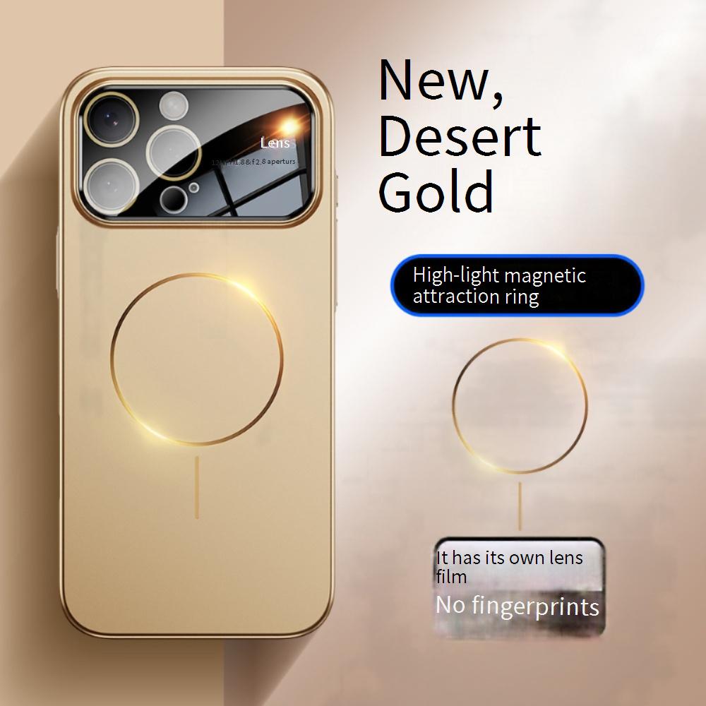 Phone Case & Covers Suitable For IPhone16promax Fine Circle High Gloss Magnetic Suction Mobile Phone Case Large Window PC Metal Paint
