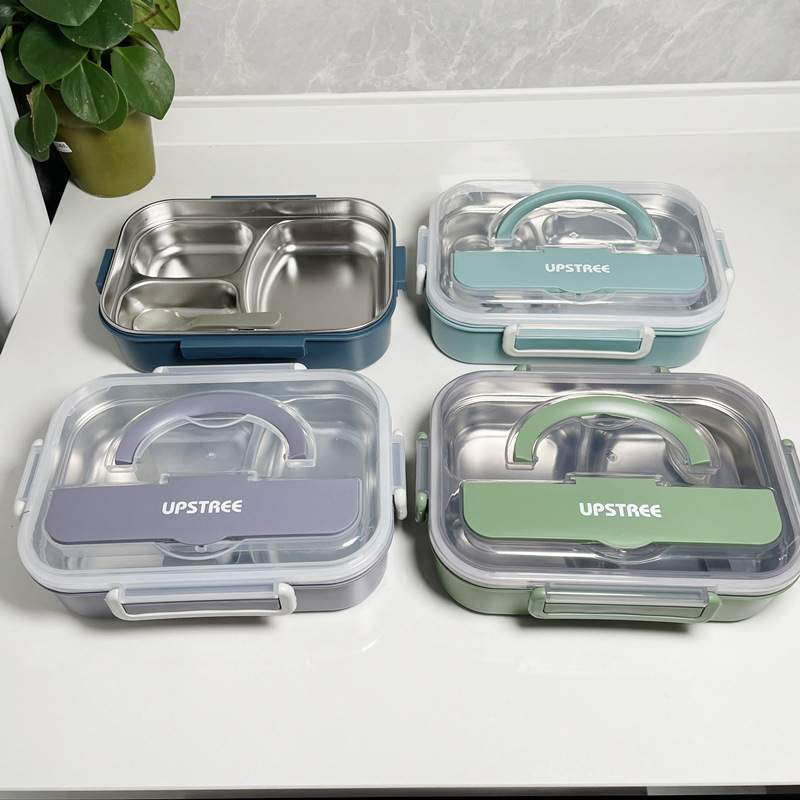 Stainless Steel Lunch Box Portable Lunch Box Student Compartment Lunch Box Compartment Insulation Large Capacity Cutlery Box