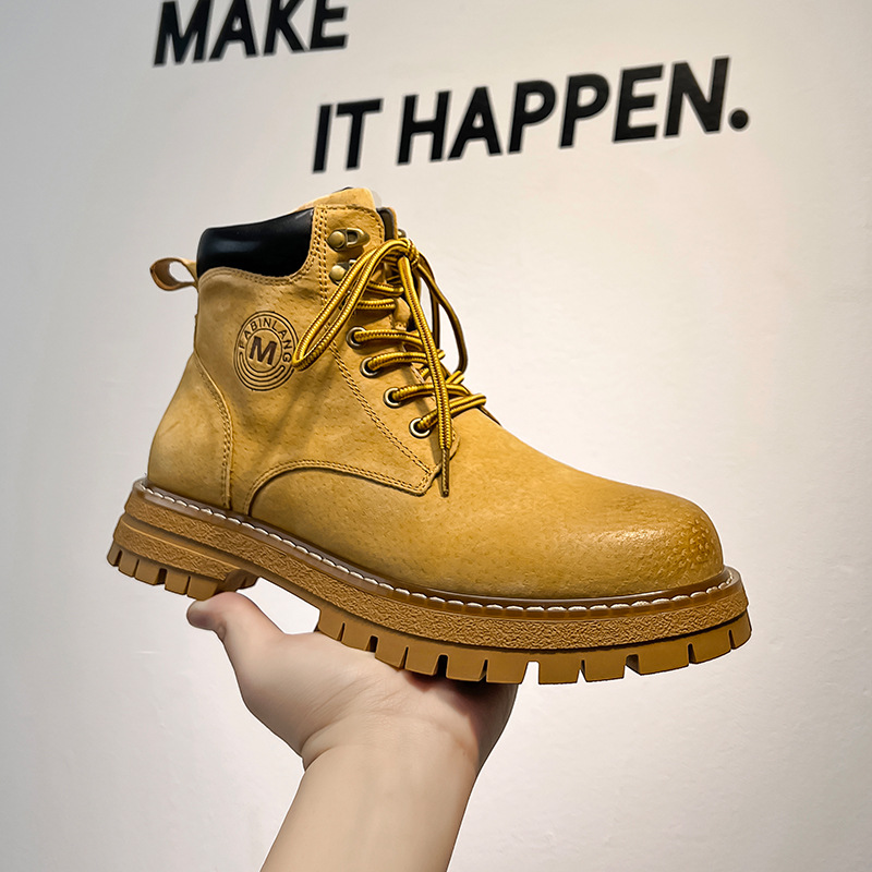 Spring Mid-top Leather Shoes Short Boots Retro Mountaineering Boots Men's Outdoor Casual Short Boots