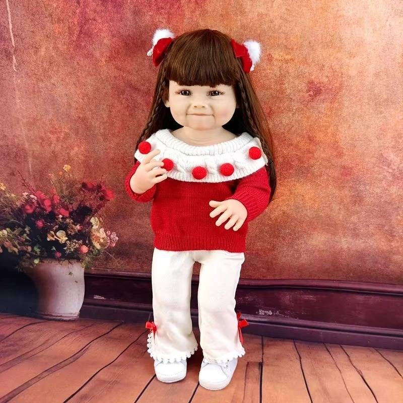 55cm 22 inch Rebirth Doll Baby Fully Vinyl Simulation Doll Christmas Gift for Girls DIY Princess Preschool Toy