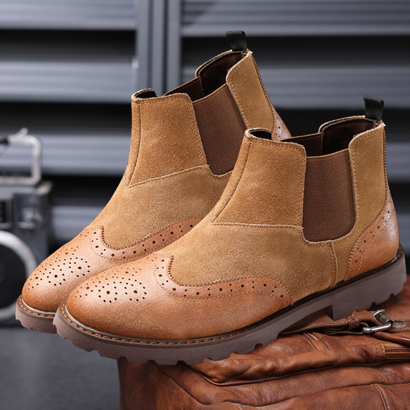 Men's Shoes leather shoes Martin boots men's genuine leather retro British style short boots a casual leather boots